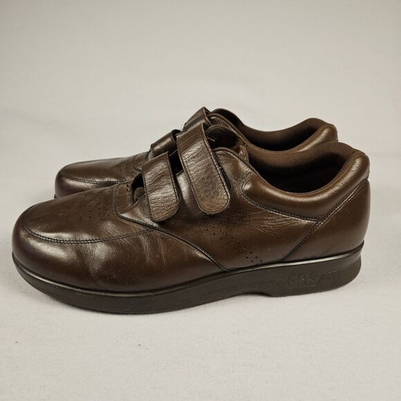 SAS VTO EZ Strap Leather Walking Shoe Mens 12.5E WIDE Brown Hook & Loop Diabetic - Picture 4 of 16